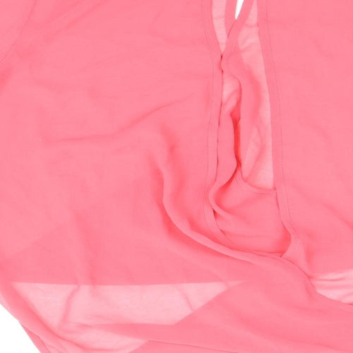 Topshop Womens Pink Polyester Basic Blouse Size 8 Round Neck