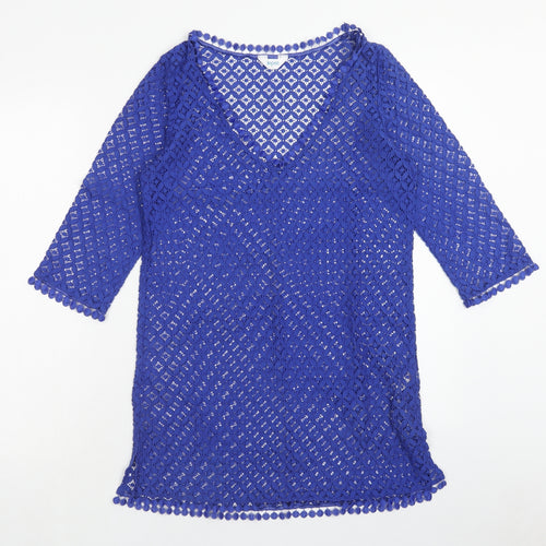 Lepel Womens Blue Cotton Shift Size S V-Neck Pullover