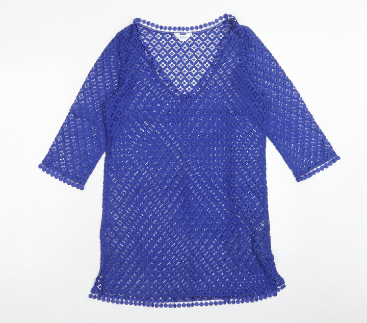 Lepel Womens Blue Cotton Shift Size S V-Neck Pullover