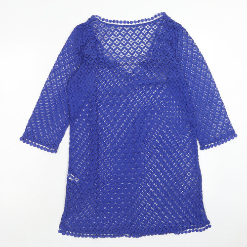 Lepel Womens Blue Cotton Shift Size S V-Neck Pullover