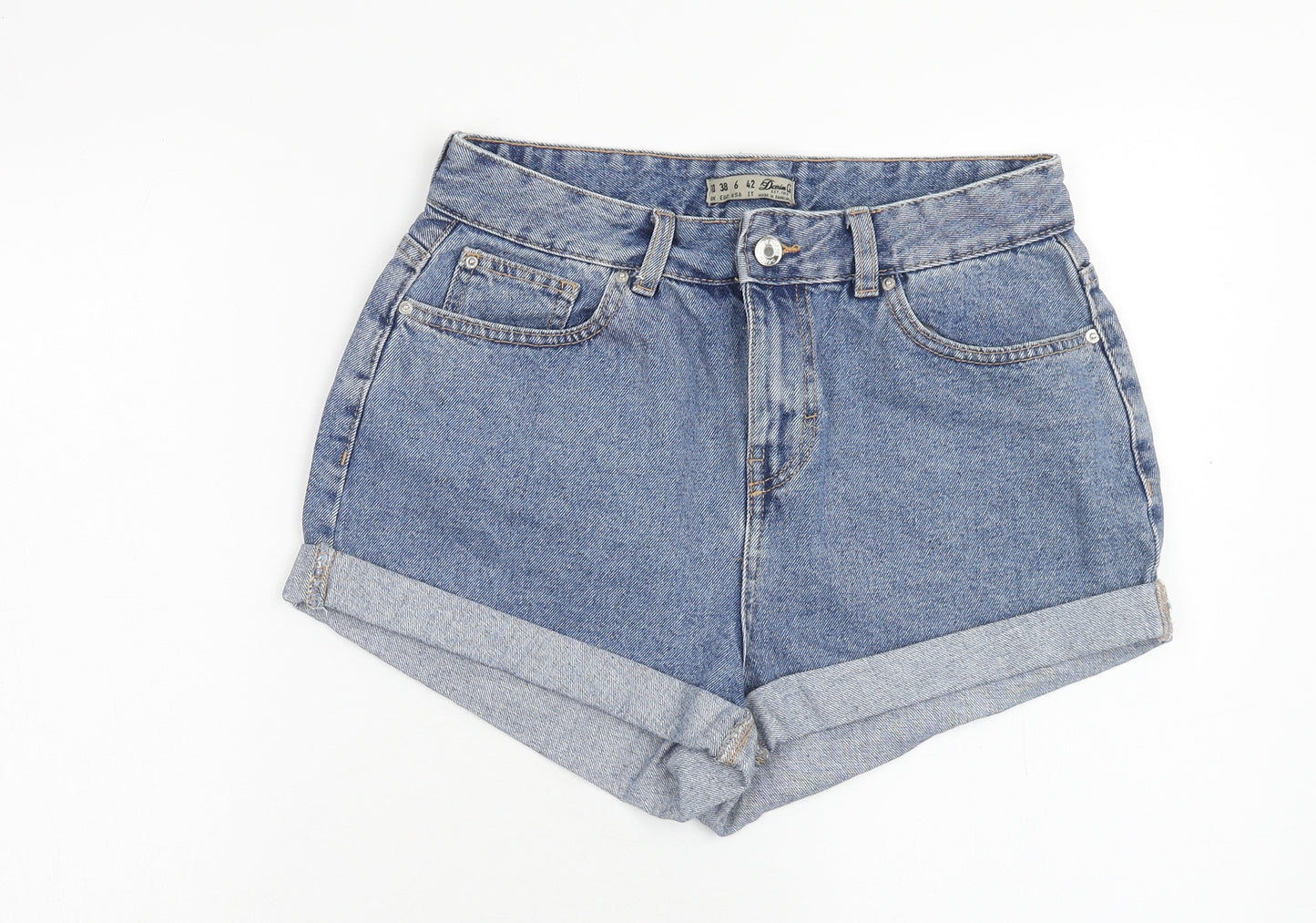 Denim & Co. Womens Blue Cotton Hot Pants Shorts Size 10 Regular Zip