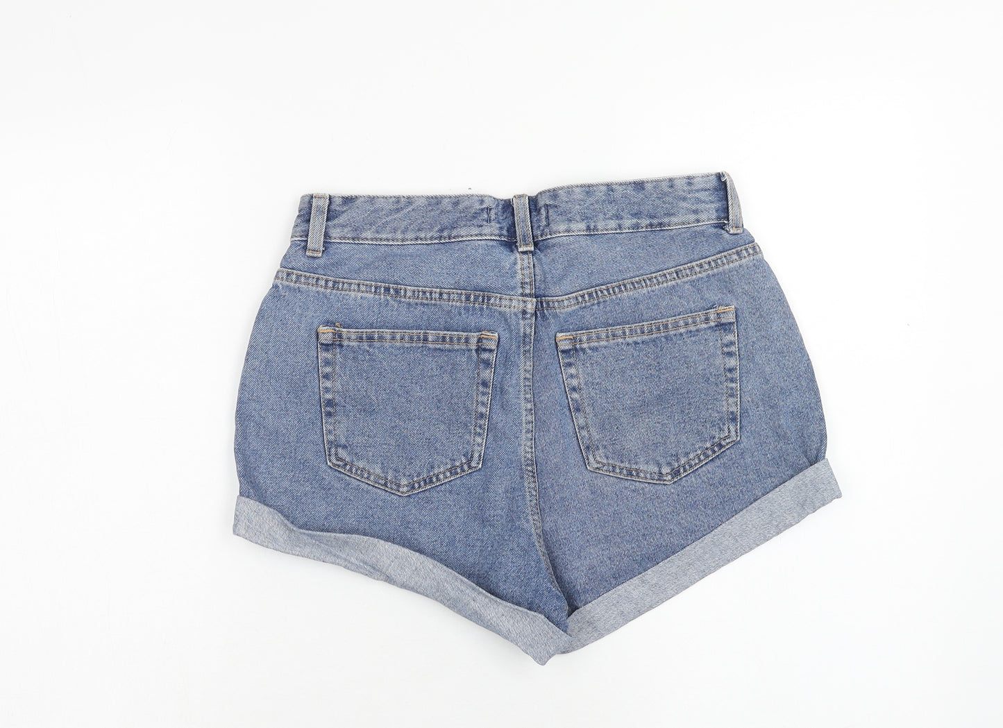 Denim & Co. Womens Blue Cotton Hot Pants Shorts Size 10 Regular Zip