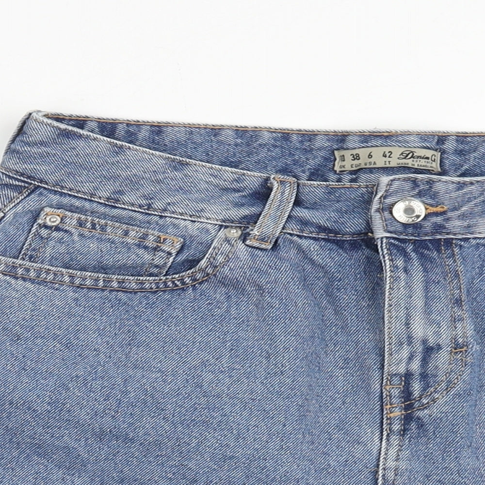 Denim & Co. Womens Blue Cotton Hot Pants Shorts Size 10 Regular Zip
