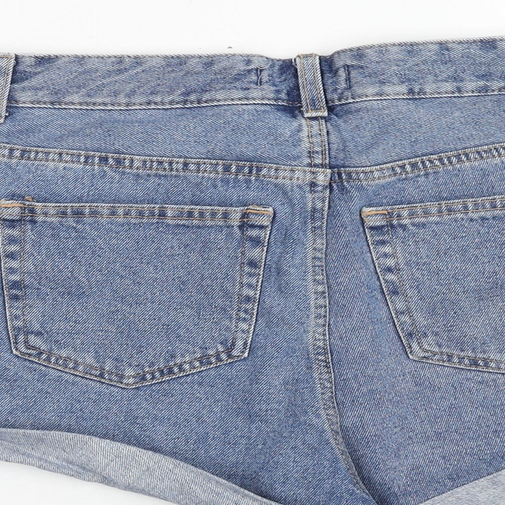 Denim & Co. Womens Blue Cotton Hot Pants Shorts Size 10 Regular Zip