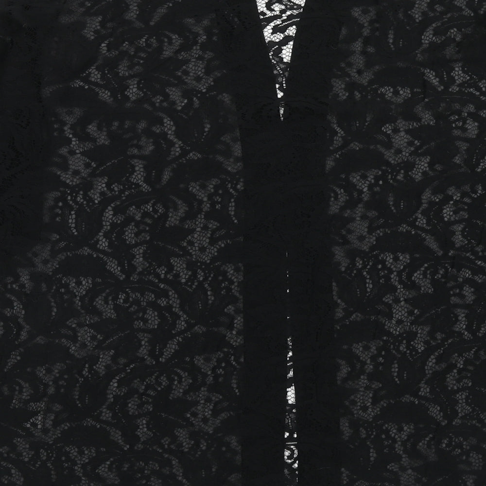 H&M Womens Black Polyester Wrap Blouse Size M V-Neck - Lace Detail