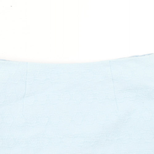 Topshop Womens Blue Cotton Mini Skirt Size 10 Zip