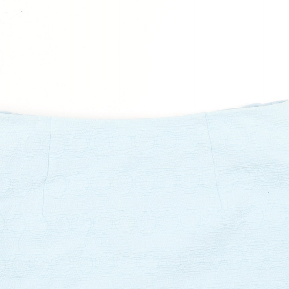 Topshop Womens Blue Cotton Mini Skirt Size 10 Zip