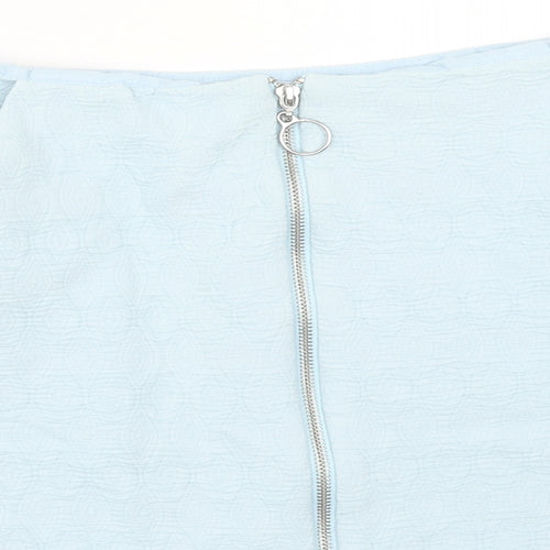 Topshop Womens Blue Cotton Mini Skirt Size 10 Zip