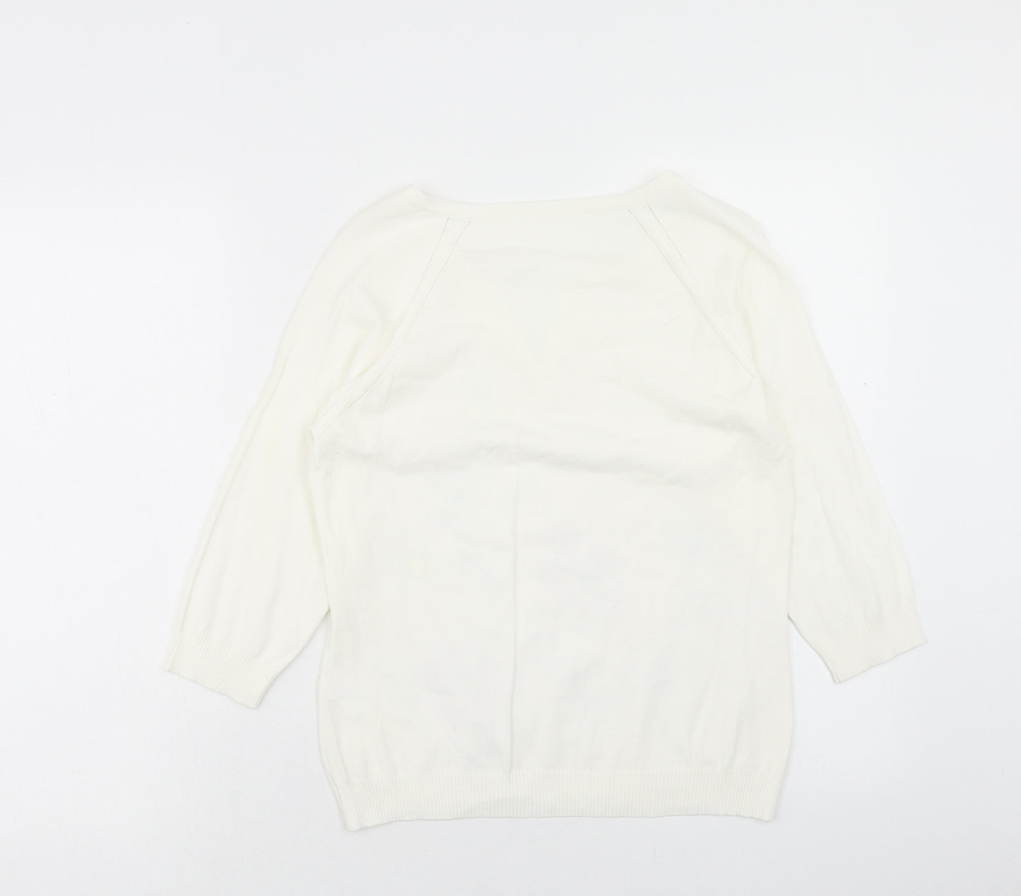Apange Womens Ivory V-Neck Viscose Pullover Jumper Size M