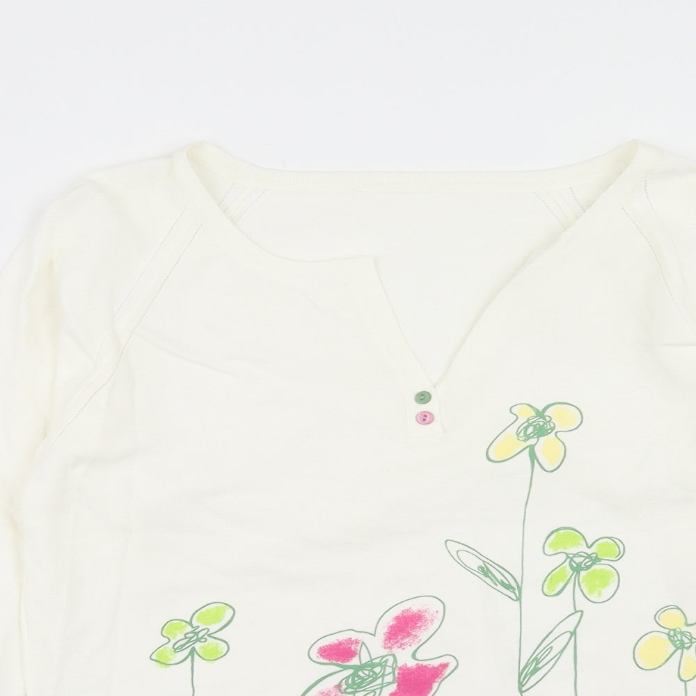 Apange Womens Ivory V-Neck Viscose Pullover Jumper Size M