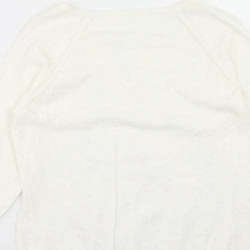 Apange Womens Ivory V-Neck Viscose Pullover Jumper Size M