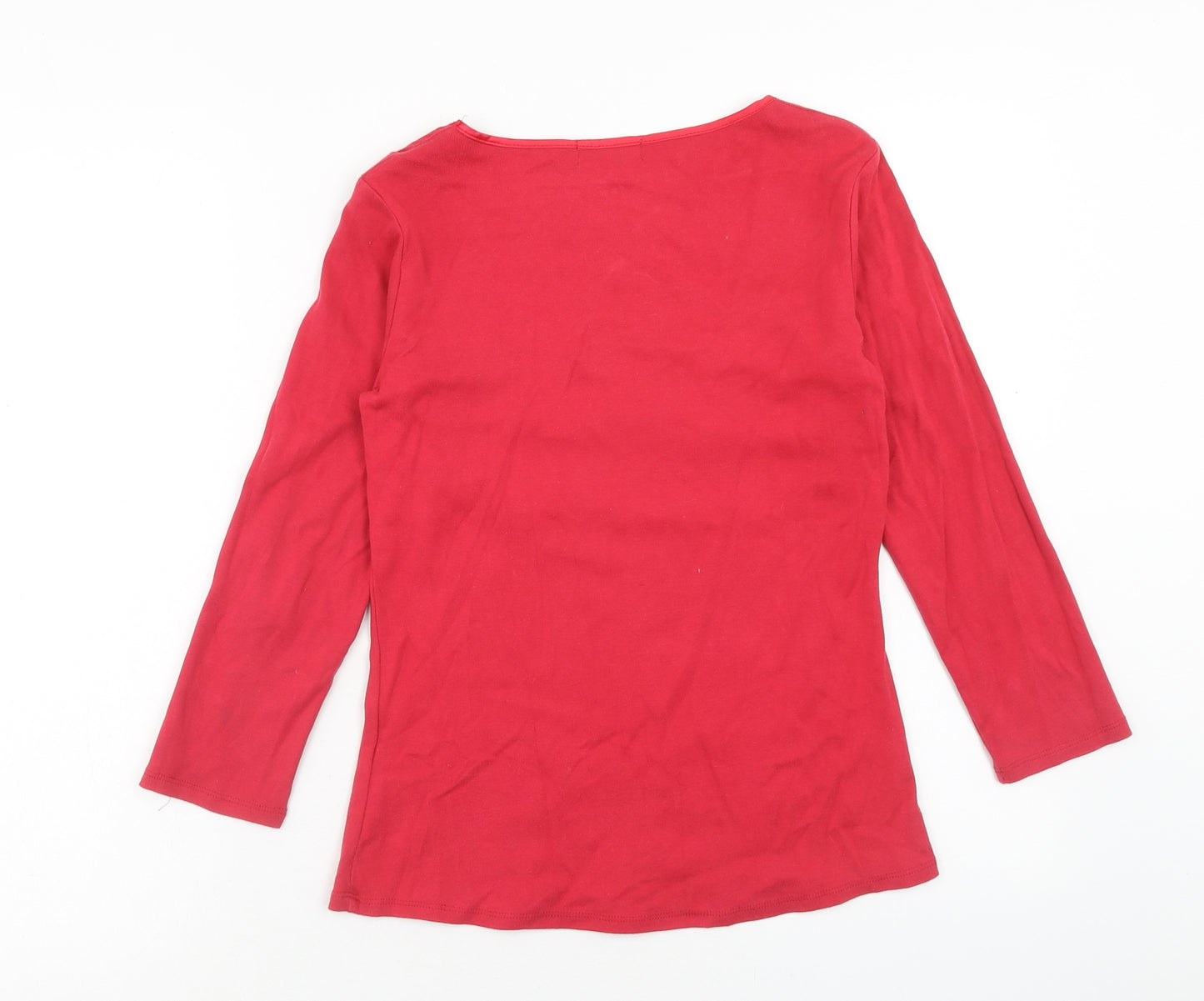Laura D. Womens Pink Cotton Basic T-Shirt Size 12 Round Neck - Anglaise Detail