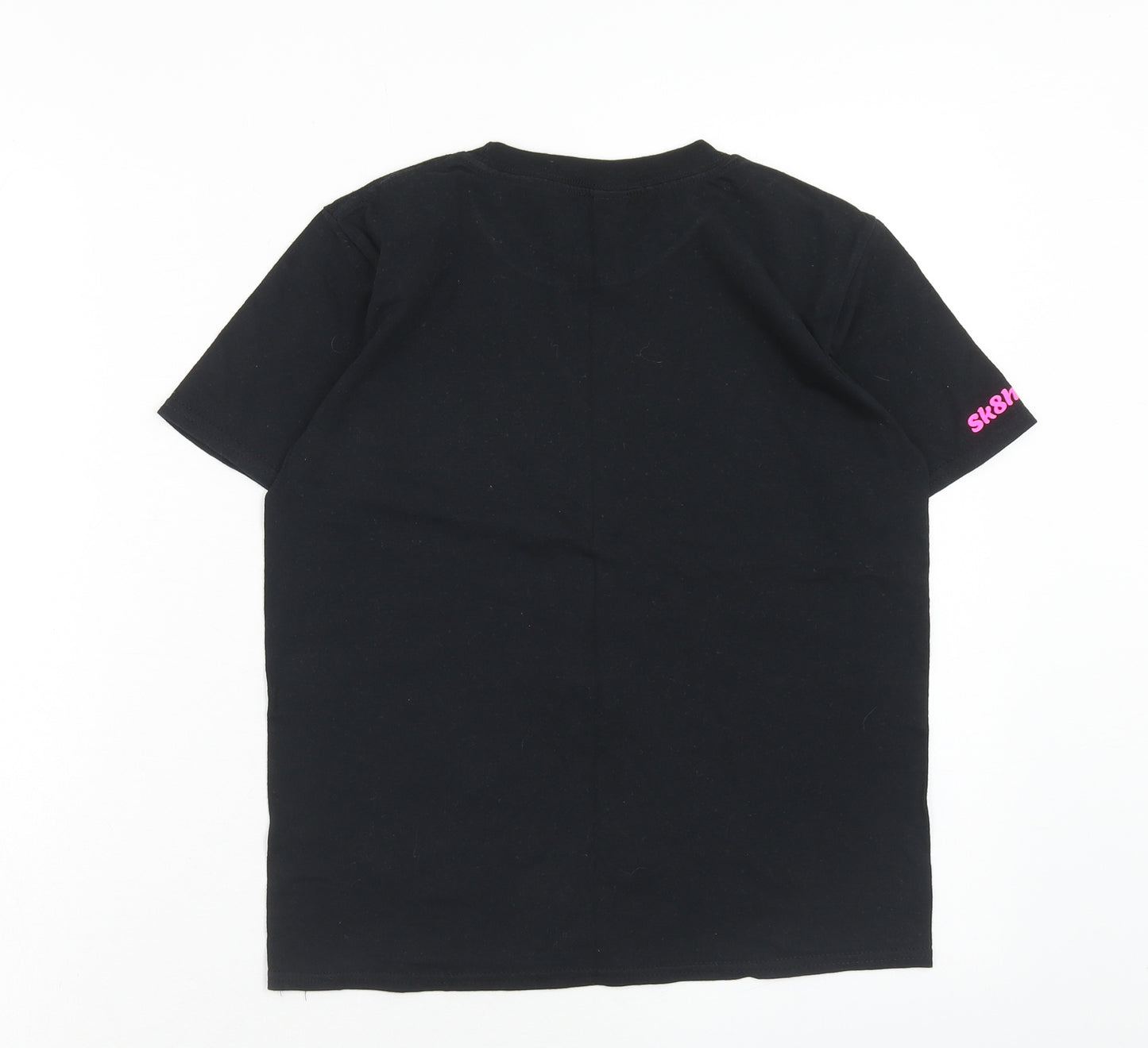 Gildan Girls Black Cotton Basic T-Shirt Size L Round Neck Pullover