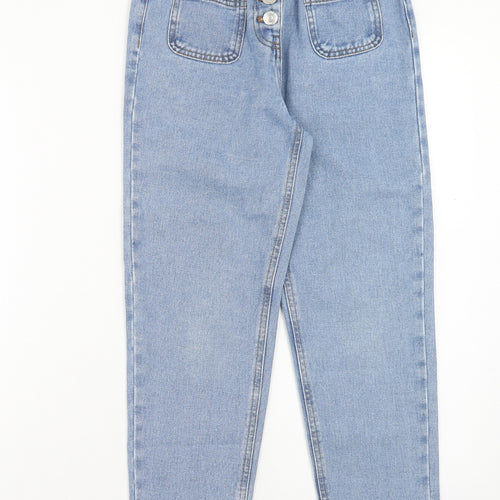 Matalan Girls Blue Cotton Straight Jeans Size 9 Months Regular Button