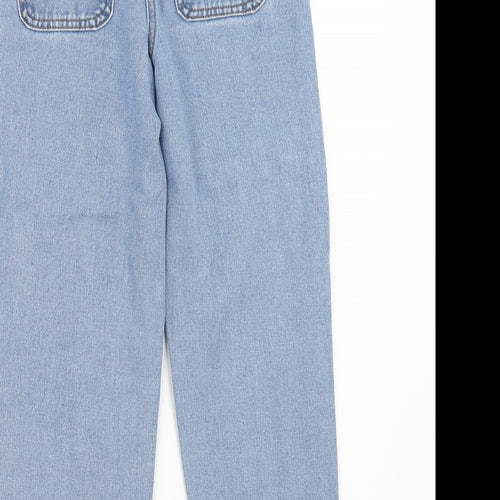Matalan Girls Blue Cotton Straight Jeans Size 9 Months Regular Button