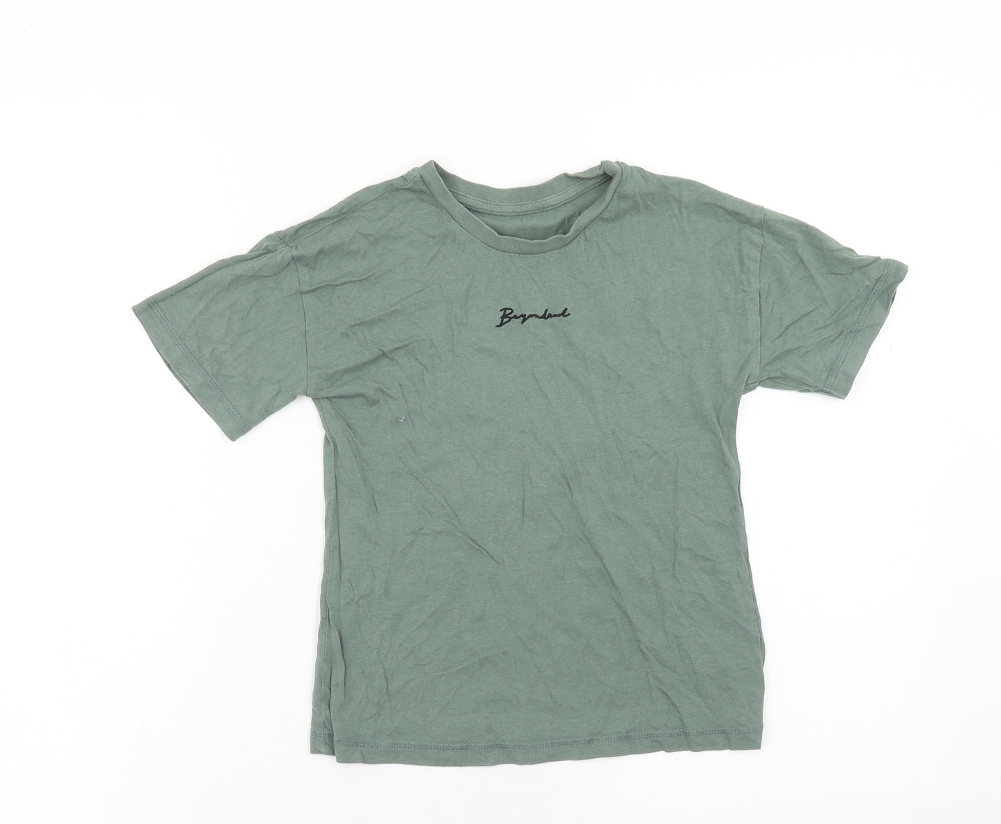 George Boys Green Cotton Basic T-Shirt Size 6-7 Years Round Neck Pullover