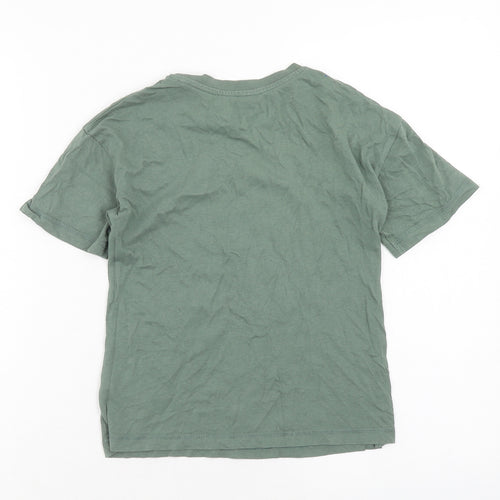 George Boys Green Cotton Basic T-Shirt Size 6-7 Years Round Neck Pullover