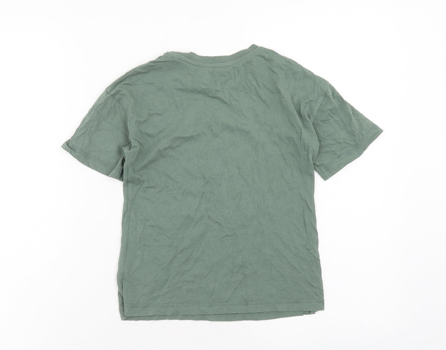 George Boys Green Cotton Basic T-Shirt Size 6-7 Years Round Neck Pullover