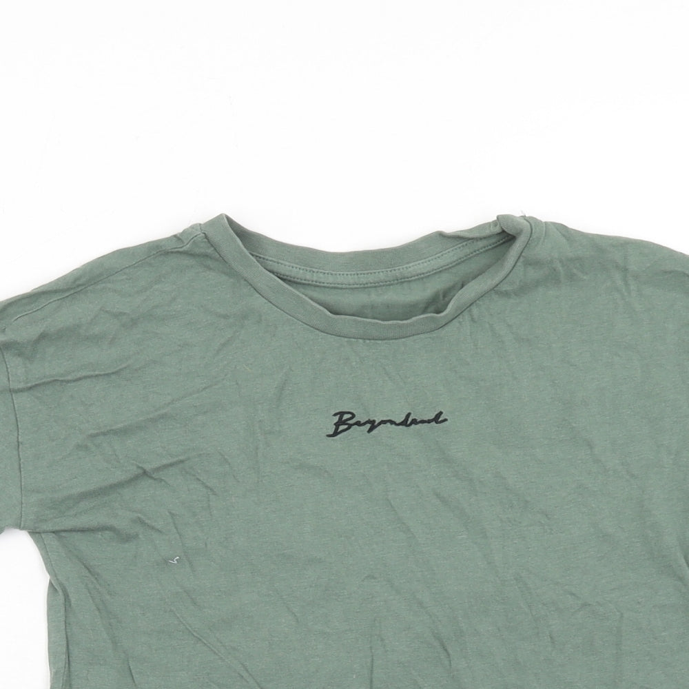 George Boys Green Cotton Basic T-Shirt Size 6-7 Years Round Neck Pullover