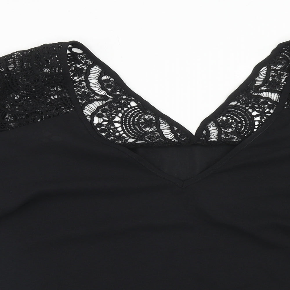 SheIn Womens Black Geometric Polyester Basic Blouse Size 3XL V-Neck