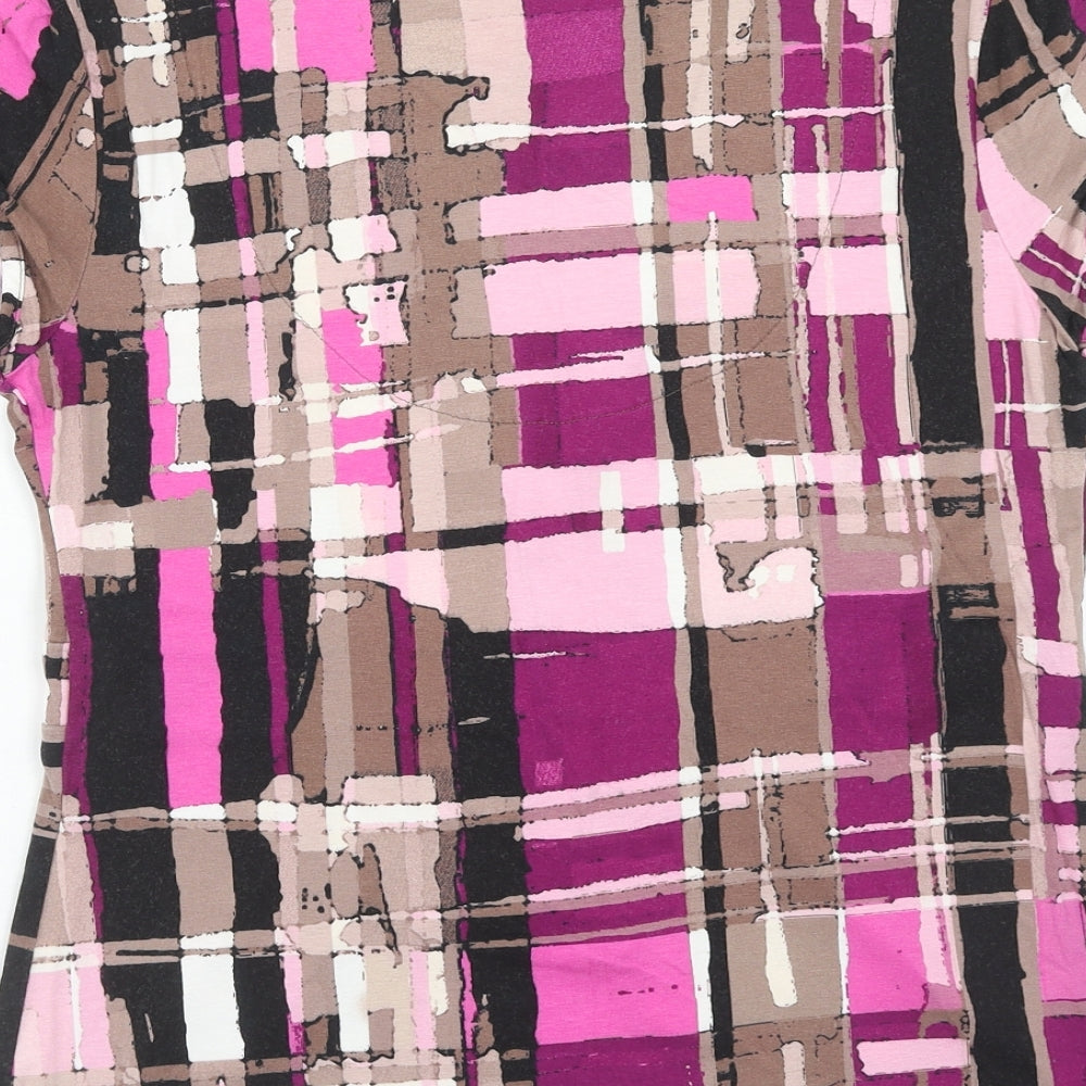 NEXT Womens Purple Geometric Viscose Basic Blouse Size 14 V-Neck