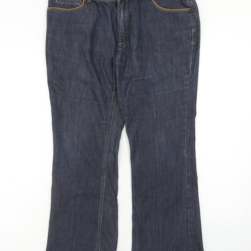 Classic Womens Blue Cotton Bootcut Jeans Size 34 in Regular Zip