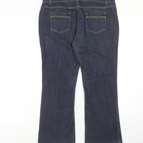 Classic Womens Blue Cotton Bootcut Jeans Size 34 in Regular Zip