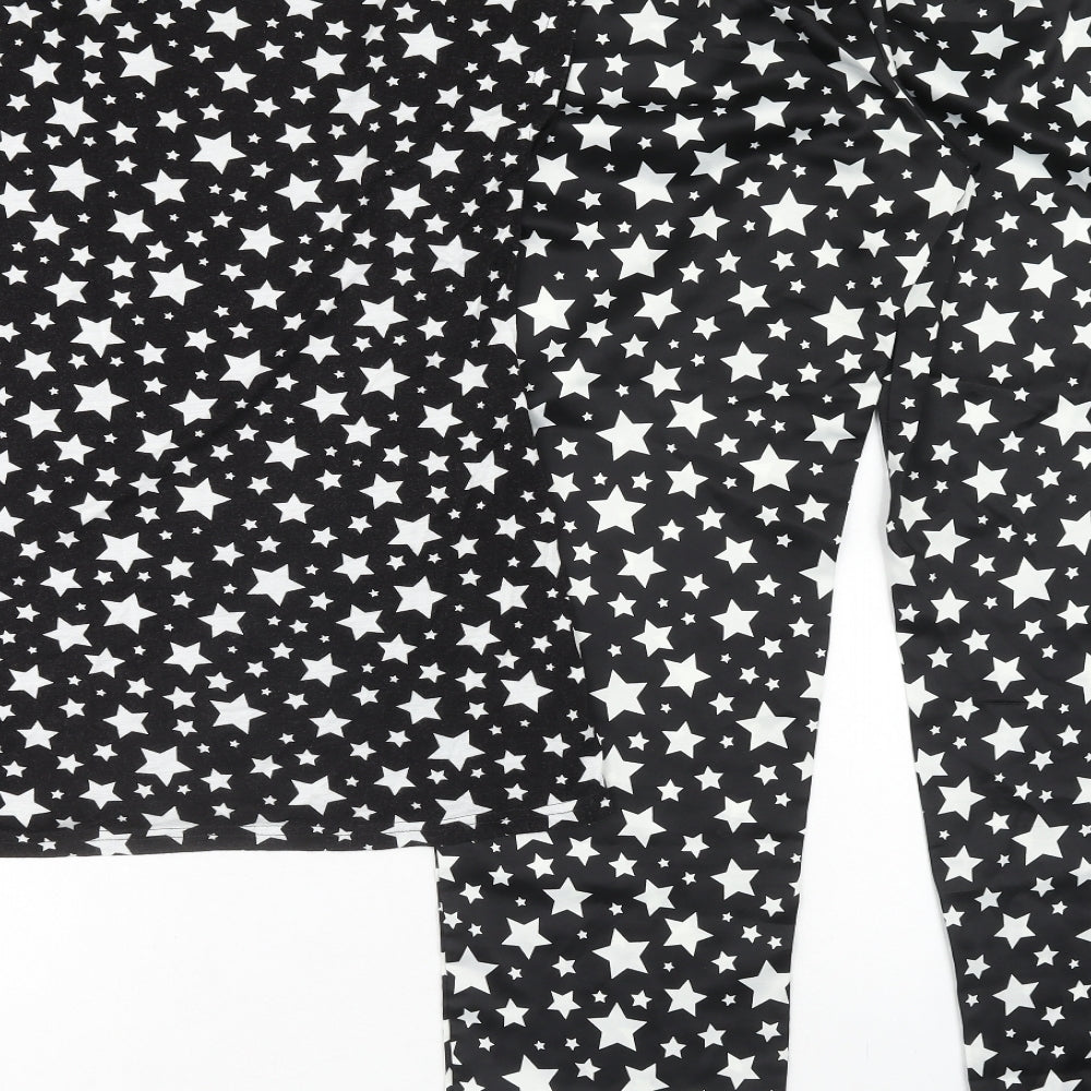 Studio Womens Black Geometric Polyacrylate Fibre Top Pyjama Set Size M - Star