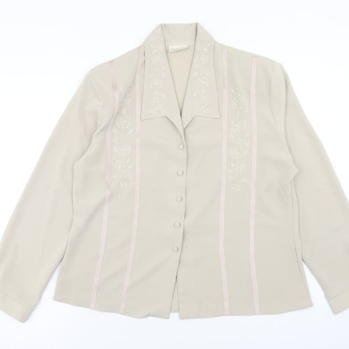 Michael Gold Womens Beige Polyester Basic Button-Up Size 18 Collared