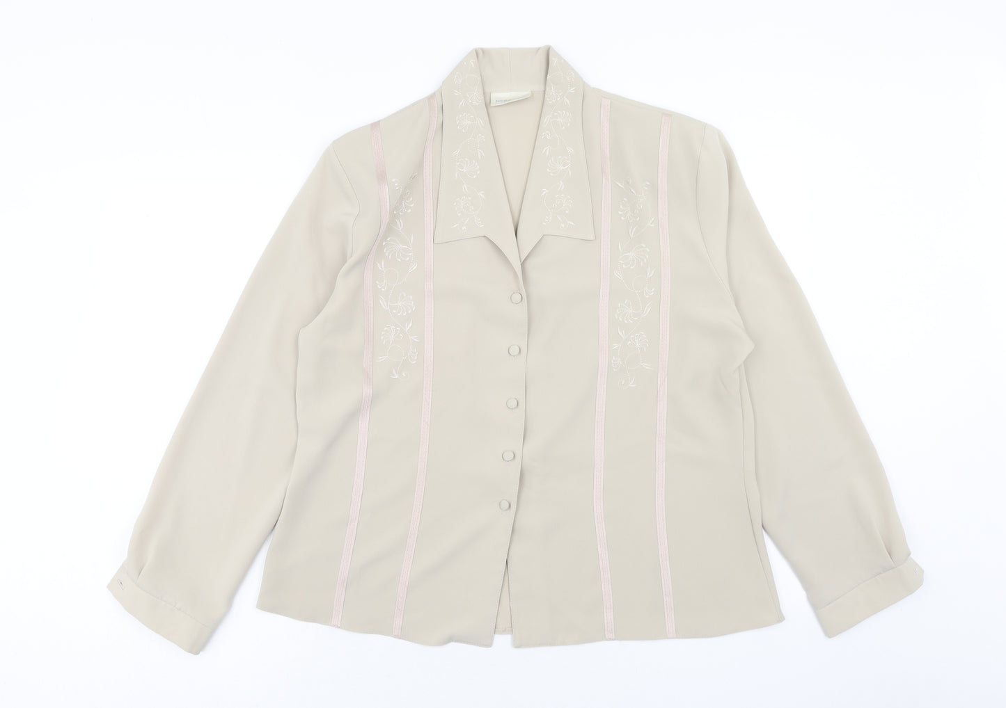 Michael Gold Womens Beige Polyester Basic Button-Up Size 18 Collared