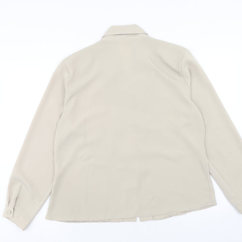 Michael Gold Womens Beige Polyester Basic Button-Up Size 18 Collared