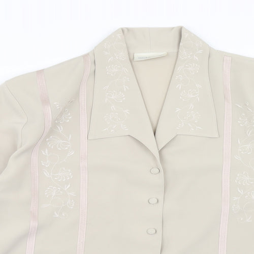 Michael Gold Womens Beige Polyester Basic Button-Up Size 18 Collared