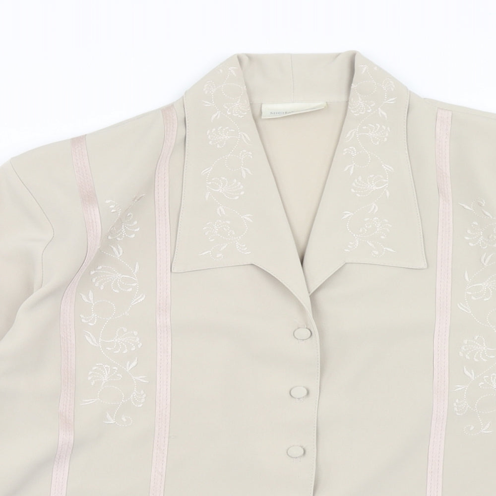 Michael Gold Womens Beige Polyester Basic Button-Up Size 18 Collared