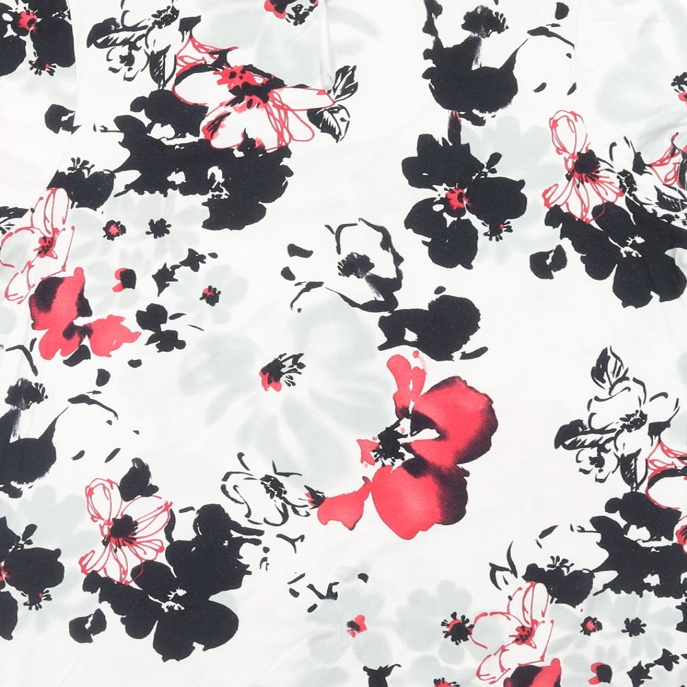 Roman Womens White Floral Viscose Basic Blouse Size 18 Scoop Neck