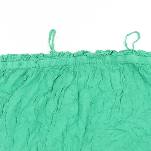 River Island Womens Green Viscose Basic Blouse Size 10 Square Neck - Cold Shoulder