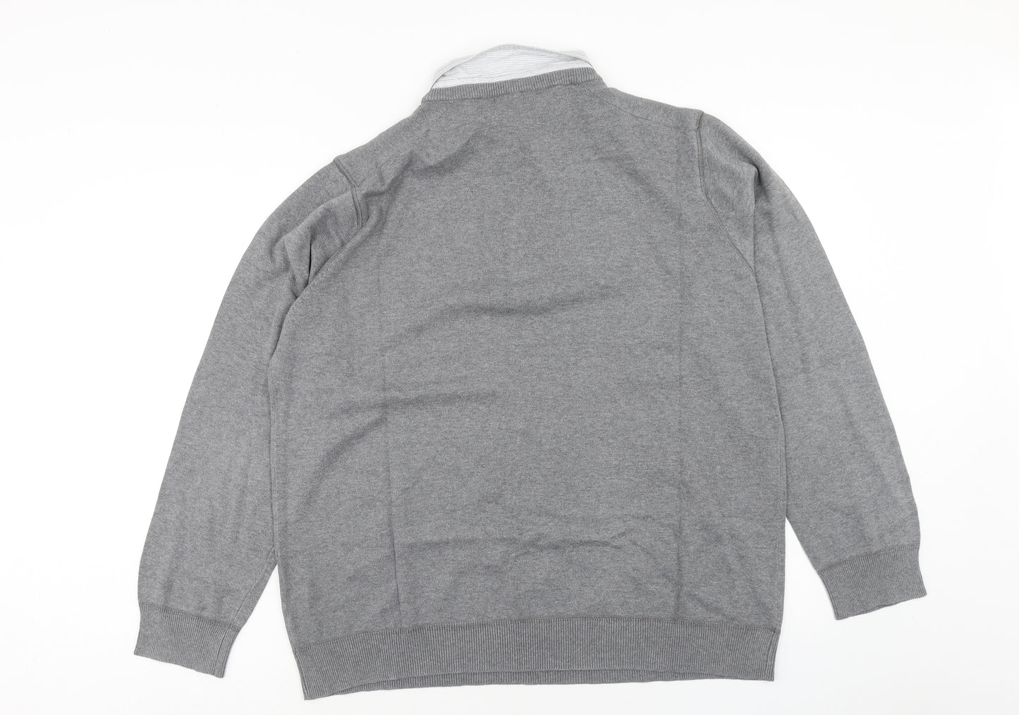 George Mens Grey Collared Cotton Pullover Jumper Size 2XL - 2 in 1 Shirt
