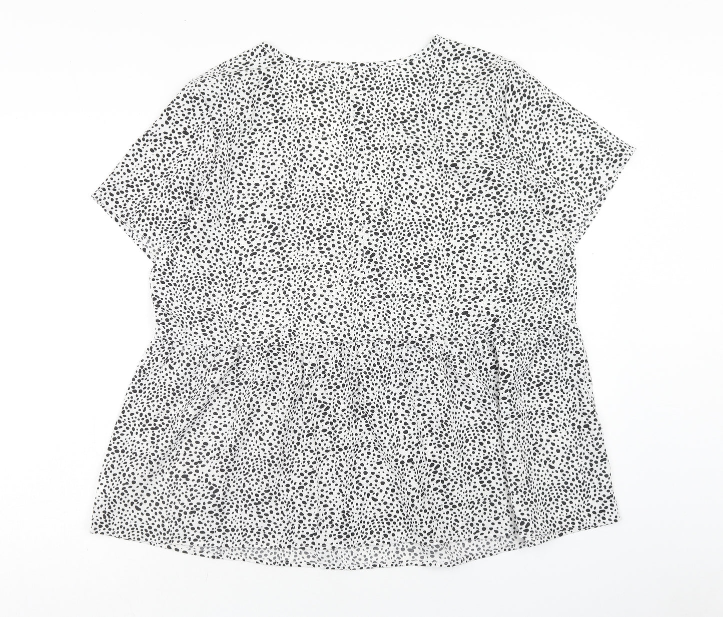 SheIn Womens White Geometric Polyester Basic Blouse Size XL V-Neck - Smock