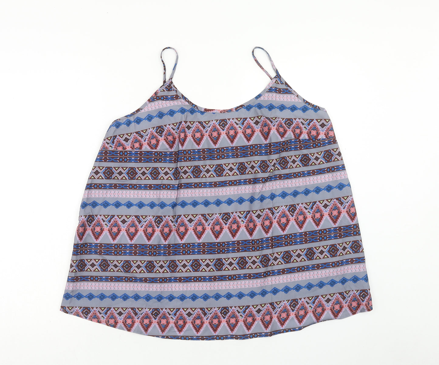 Preworn Womens Multicoloured Geometric Polyester Camisole Tank Size 2XL Scoop Neck