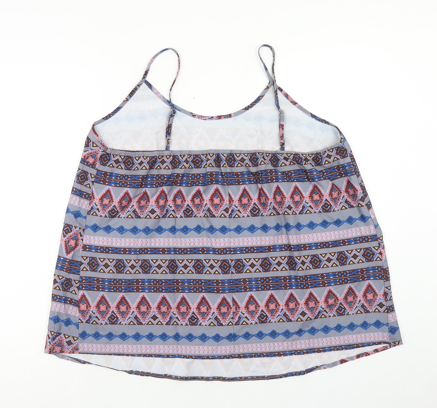 Preworn Womens Multicoloured Geometric Polyester Camisole Tank Size 2XL Scoop Neck