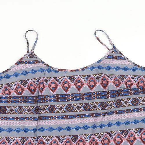 Preworn Womens Multicoloured Geometric Polyester Camisole Tank Size 2XL Scoop Neck