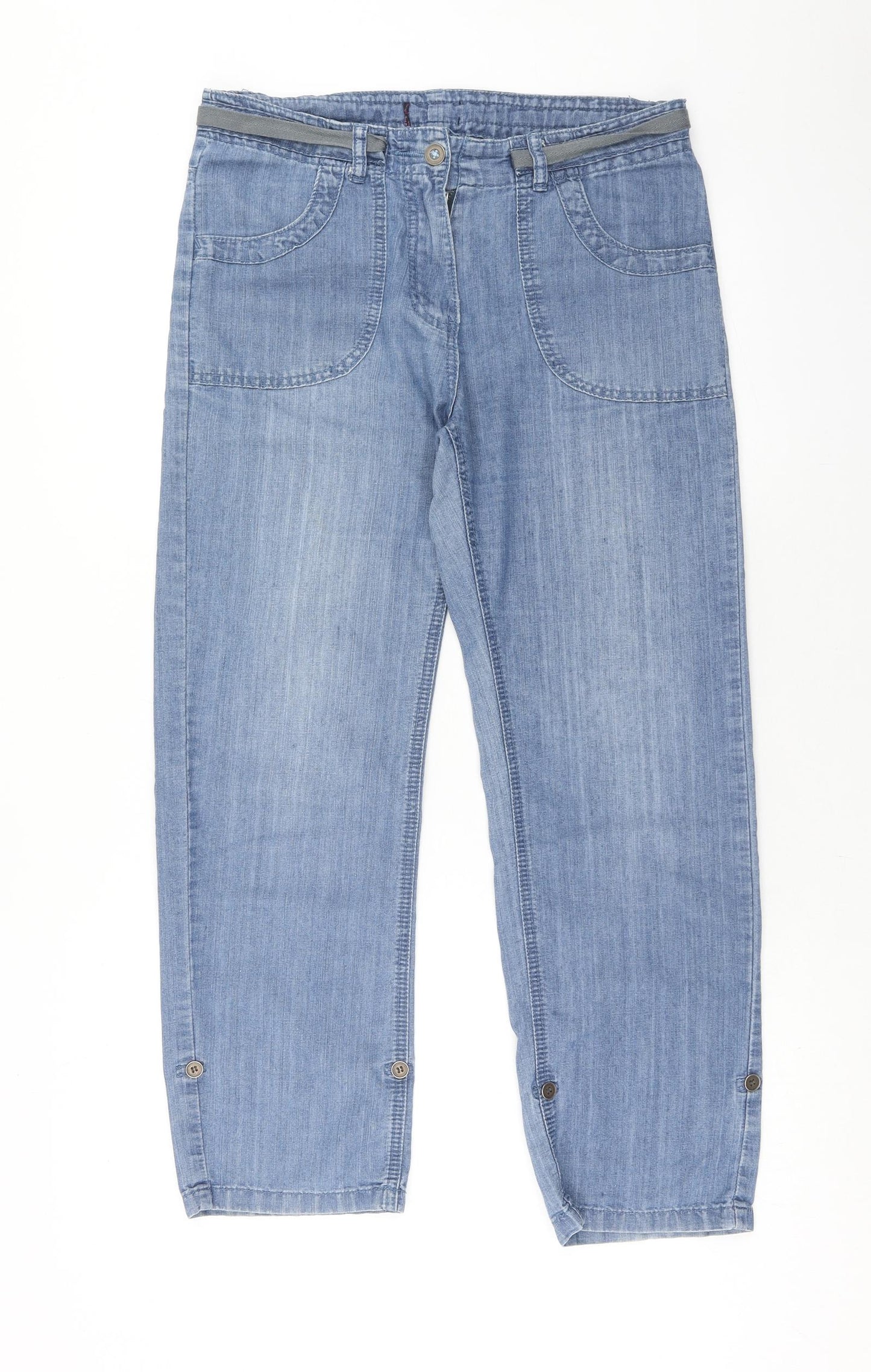 Preworn Womens Blue Cotton Straight Jeans Size 32 in Regular Zip