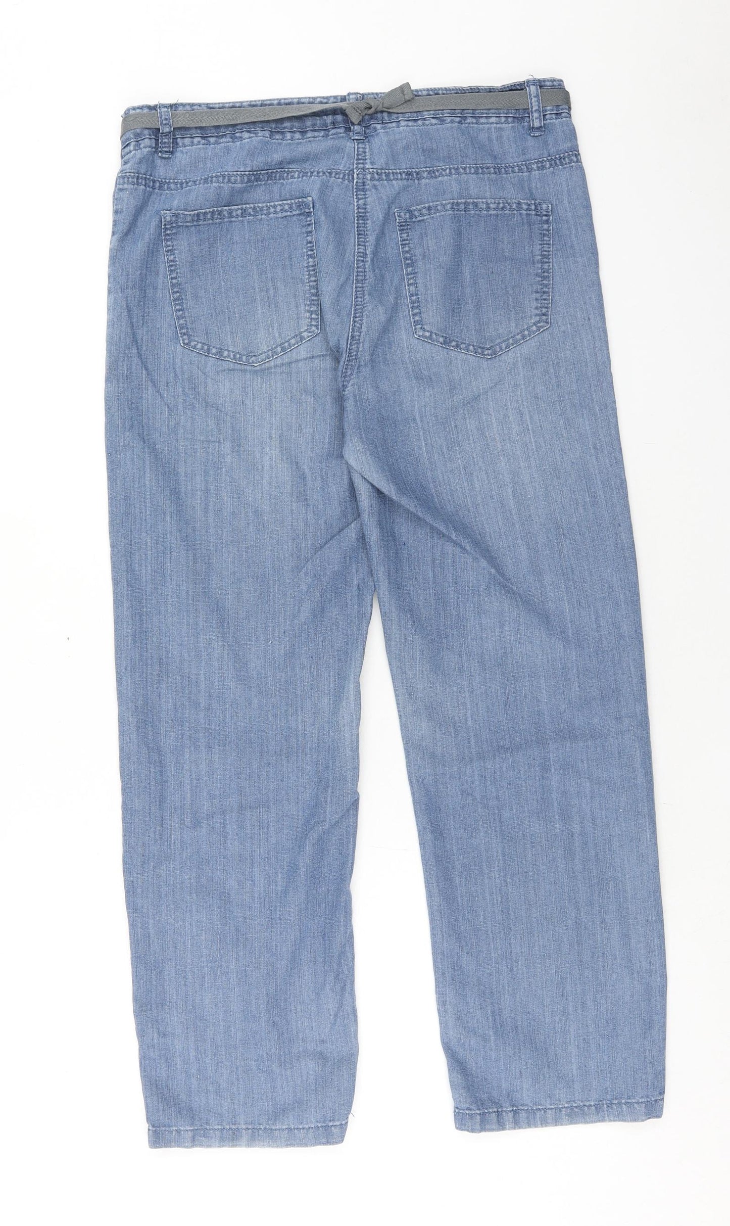Preworn Womens Blue Cotton Straight Jeans Size 32 in Regular Zip