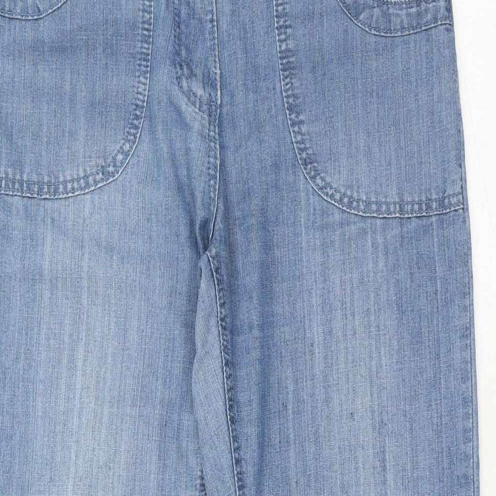 Preworn Womens Blue Cotton Straight Jeans Size 32 in Regular Zip