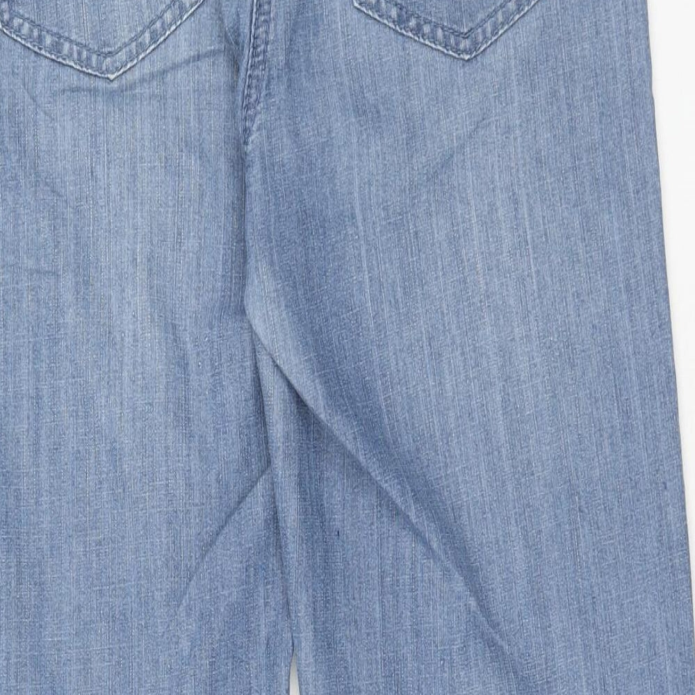 Preworn Womens Blue Cotton Straight Jeans Size 32 in Regular Zip