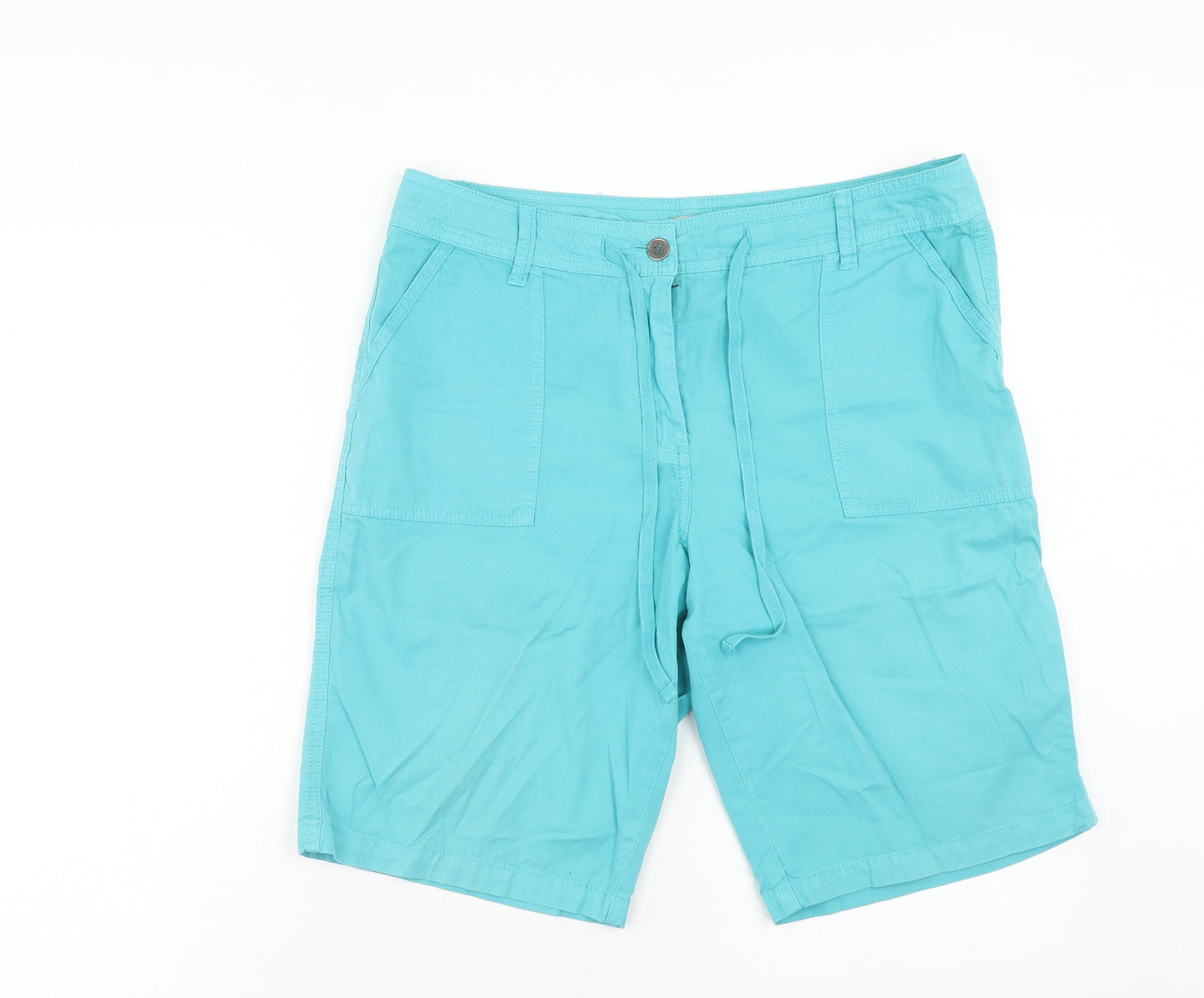 TU Womens Blue Cotton Bermuda Shorts Size 14 Regular Zip