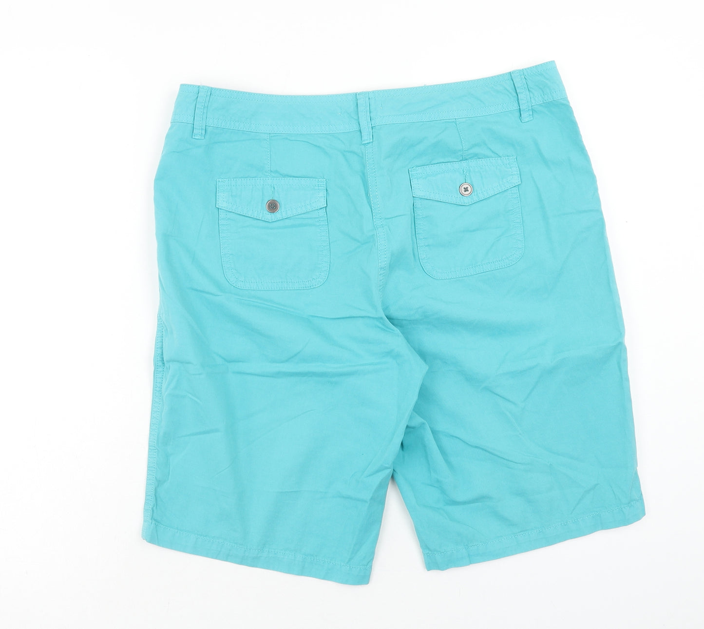 TU Womens Blue Cotton Bermuda Shorts Size 14 Regular Zip