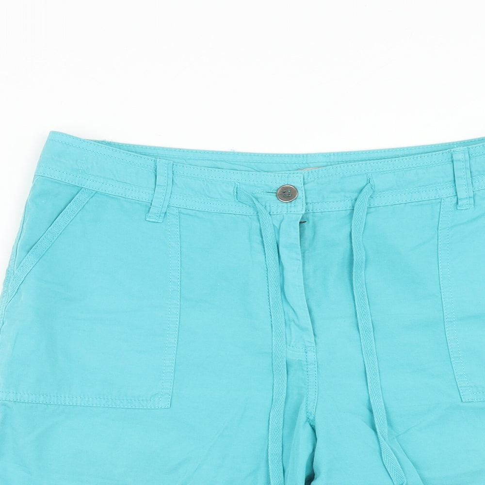 TU Womens Blue Cotton Bermuda Shorts Size 14 Regular Zip