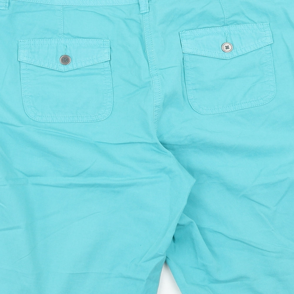 TU Womens Blue Cotton Bermuda Shorts Size 14 Regular Zip