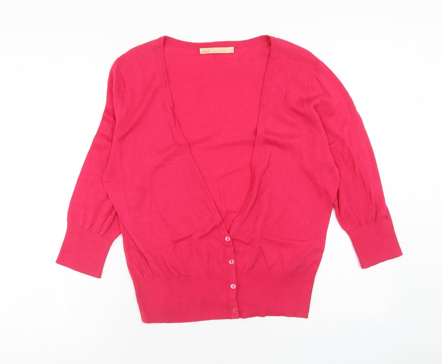 NEXT Womens Pink V-Neck Cotton Cardigan Jumper Size 18