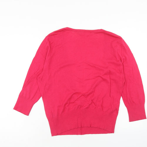 NEXT Womens Pink V-Neck Cotton Cardigan Jumper Size 18
